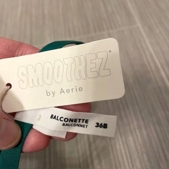 NWT Aerie Smoothez Green Unlined Sheer Mesh Balconette Underwire Bra 36B - Picture 8 of 11